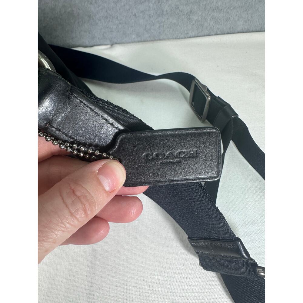 Coach Bike Bag Off White Leather & Black Nylon Messenger Bag Adj. Strap F71968 - Picture 5 of 16